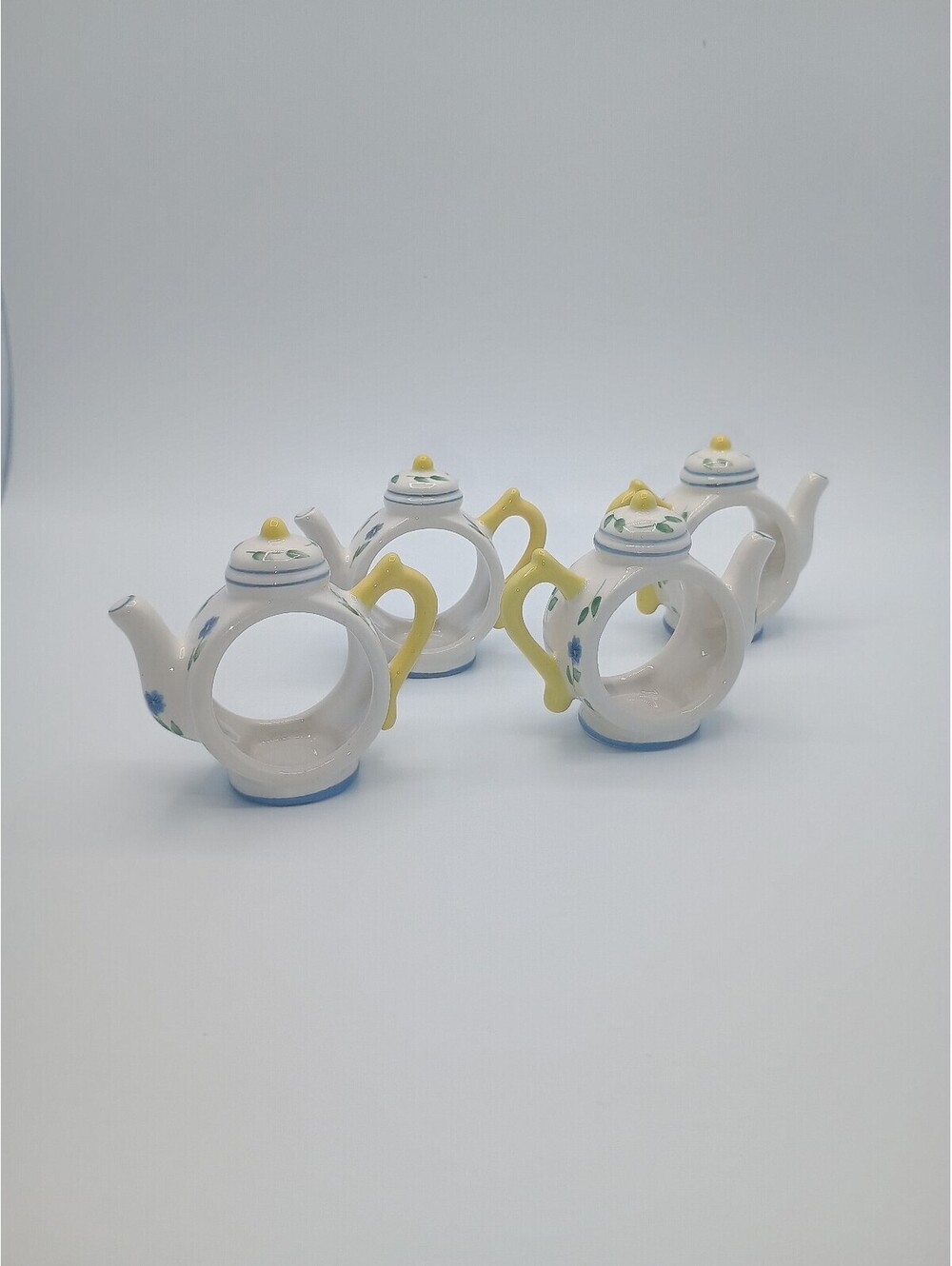 Set of 4 Vintage Pfaltzgraff Shelby Perennials Ceramic Teapot Napkin Holders